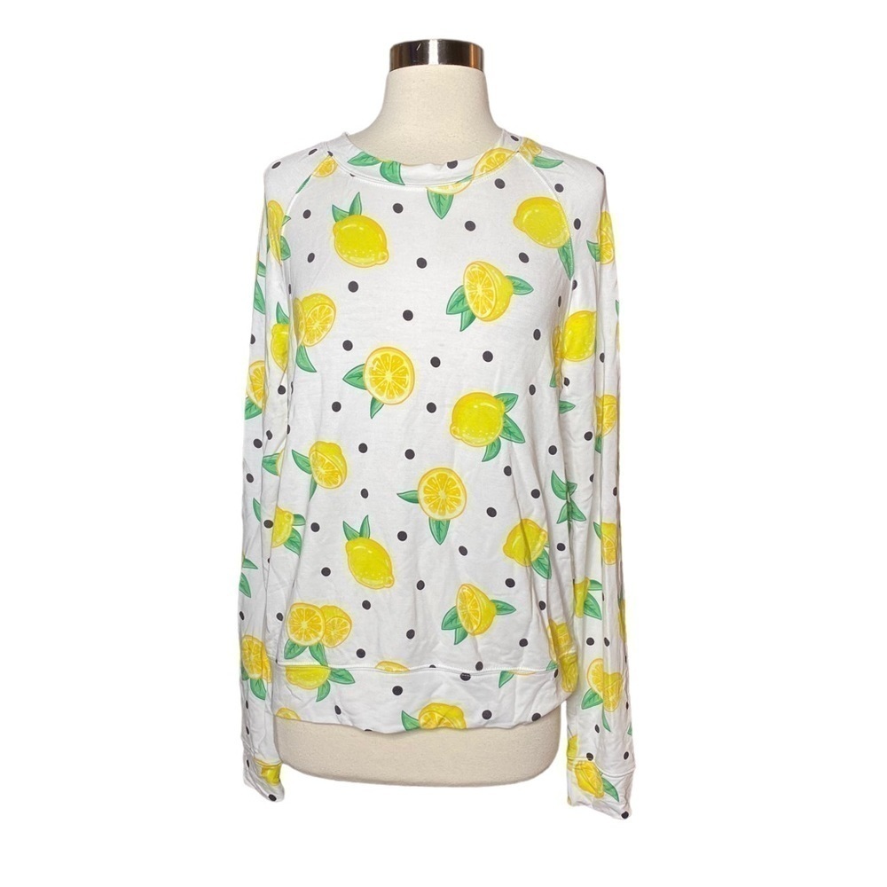 Stripe & Stare Lemon Print Long Sleeve Top M